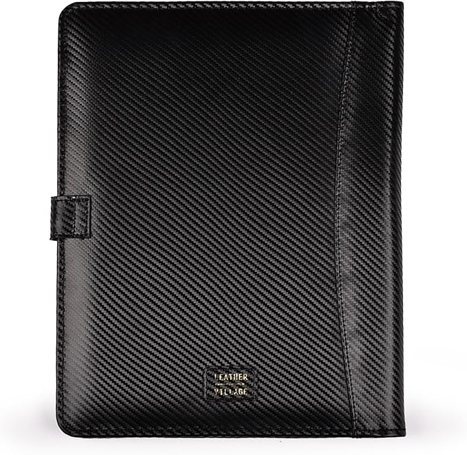LEATHER VILLAGE Portfolio Professional Organizer– Carbon Fiber Genuine Leather - Image 5