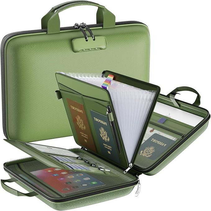 Fireproof File Organizer with Lock, Hard Case Fireproof Document Box with 13 by Tamfile
