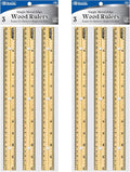 BAZIC Products 12 in Wooden Ruler, Inch & Metric, 3 Pack, single metal edge and by BAZICProducts