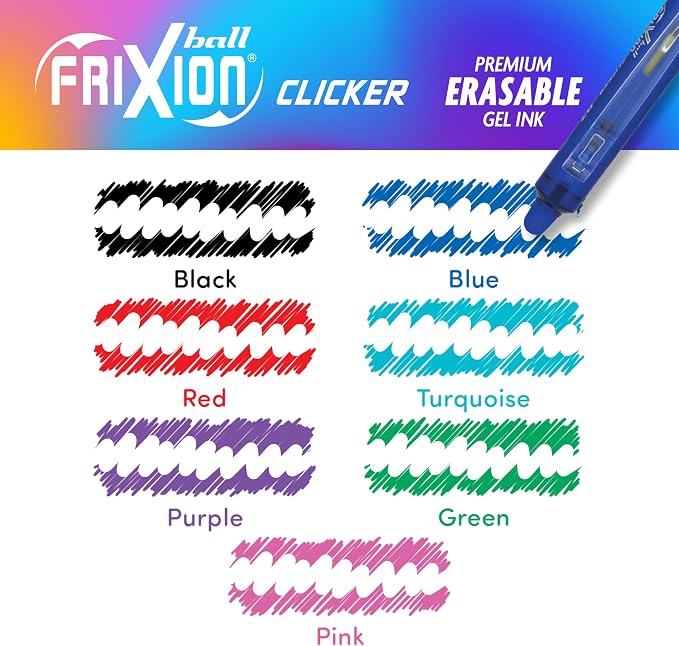 Pilot FriXion Clicker Erasable, Refillable & Retractable Gel Ink Pens Fine Point - Image 5