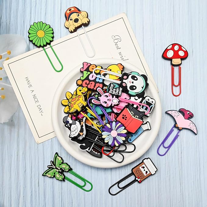 100 PCS Random Paper Clips Metal Paperclip Large Size Paper Clip Cute Bookmark - Image 7