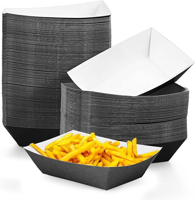 Yinkin 100 Pcs 2lb Paper Food Trays Boat 2lb Disposable Nacho Trays Kraft Paper by Yinkin