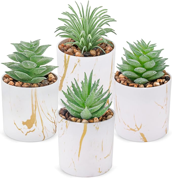 Der Rose Set of 4 Succulents Plants Artificial Mini Fake Succulents Plants by DerRose