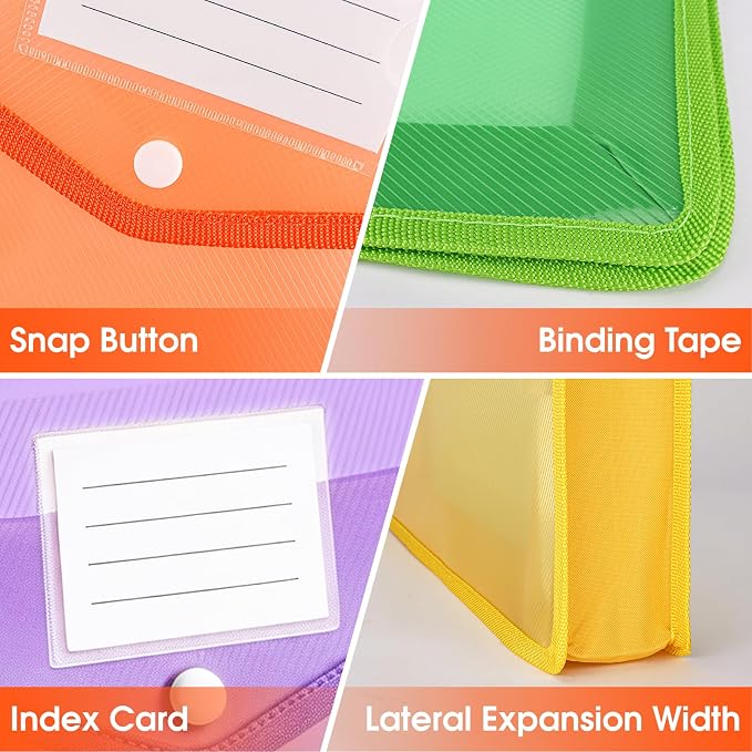 AZEN 12 Pack Plastic Expanding File Folder, Plastic Envelopes - Image 5