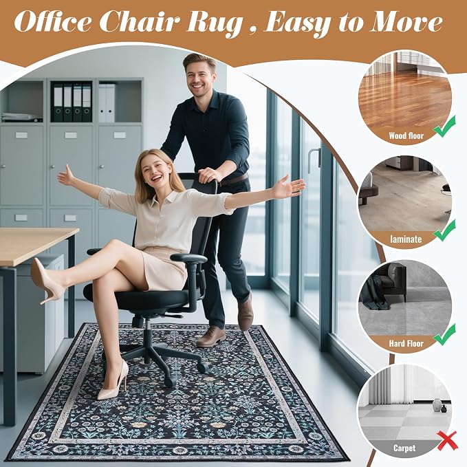Office Chair Mat Desk Chair Hardwood Mat, Easy Glide Office Rug Under Chair Mat - Image 2