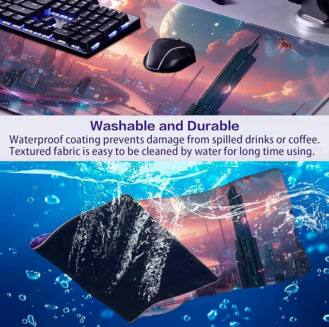 Digital Night Scene Office Art Desk Mat, Female Learning Computer Mouse Mat | - Image 6