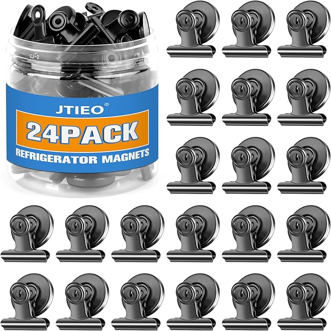 24 Pack Magnetic Clips Fridge Magnets Whiteboard Magnets, Magnet Clips by JTIEO