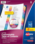 Avery A-Z Dividers for 3 Ring Binders, 26 Tabs per Set, Customizable Table of by Avery