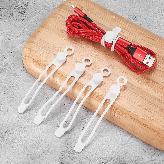 25 Pcs Silicone Cable Ties, Reusable Cable Straps Wire Organizer, Cable - Image 6