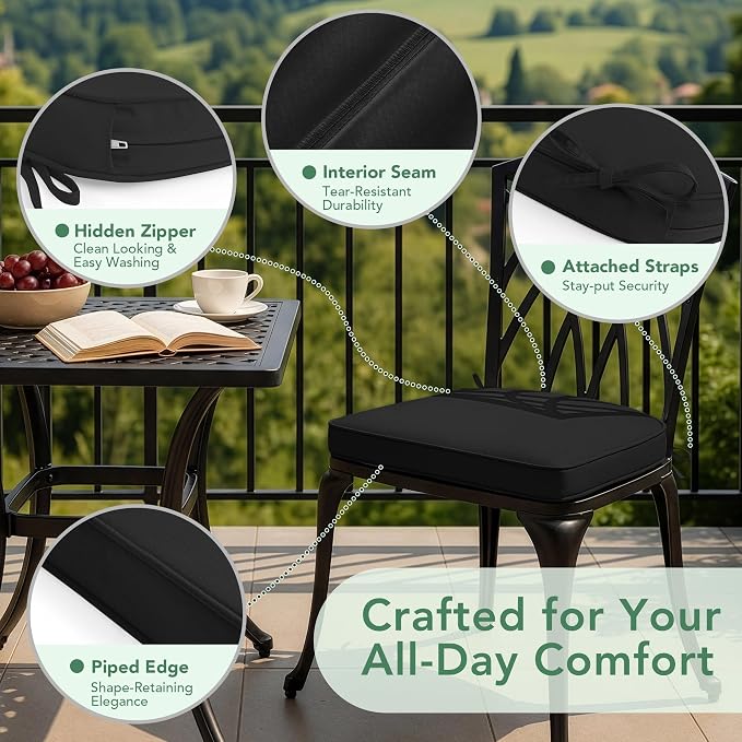 Outdoor Chair Cushions Set of 4: Waterproof & Fade Resistant Patio Furniture - Image 4
