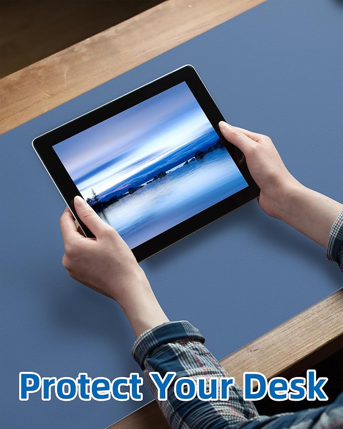 Leather Desk Pad Blotter, Mouse Pad, Office Desk Mat, Non-Slip PU Leather Desk - Image 4