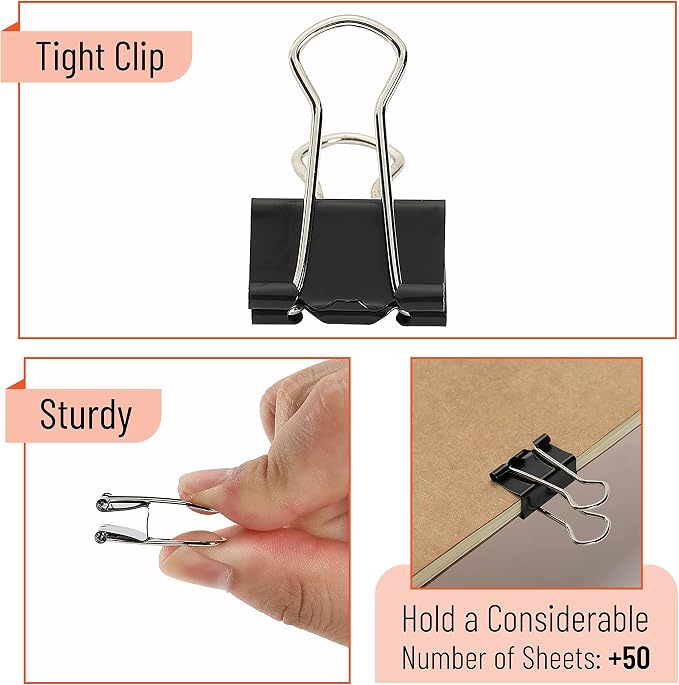 Mr. Pen- Small Binder Clips, Small Size | Black Metal Binder Paper Clips - Image 6