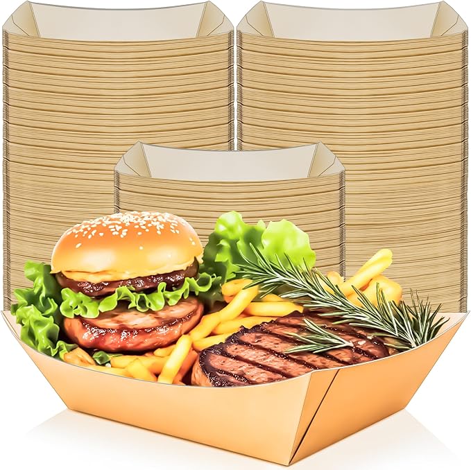 125 Pack 5LB Extra Large Paper Food Boats Trays Disposable Paper Boat Plate by MotBach