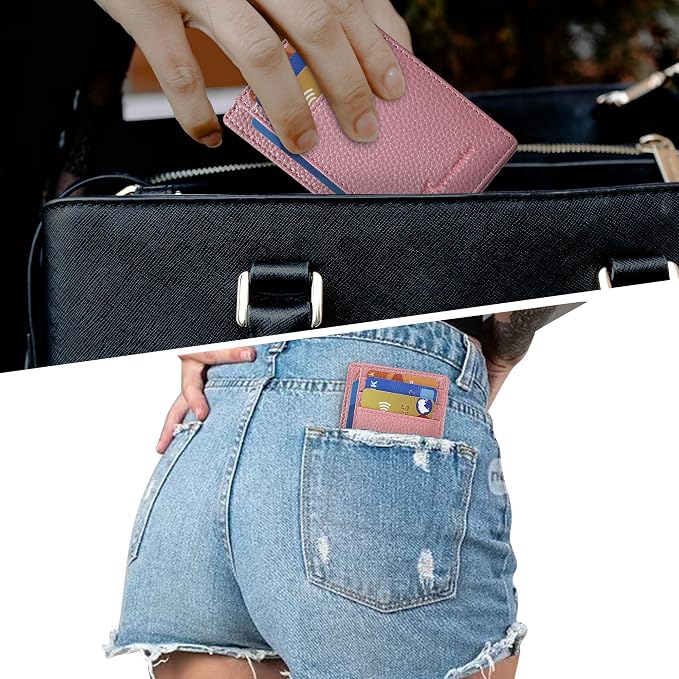 Travelambo Front Pocket Minimalist Leather Slim Wallet RFID Blocking Medium Size - Image 5