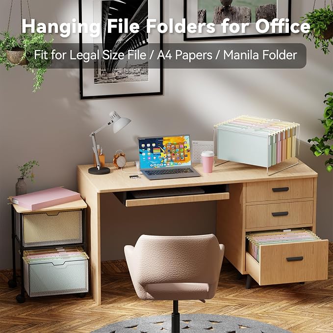Ansook Plastic Hanging File Folders Legal Size, 12 Pack Legal Size File Folders - Image 7