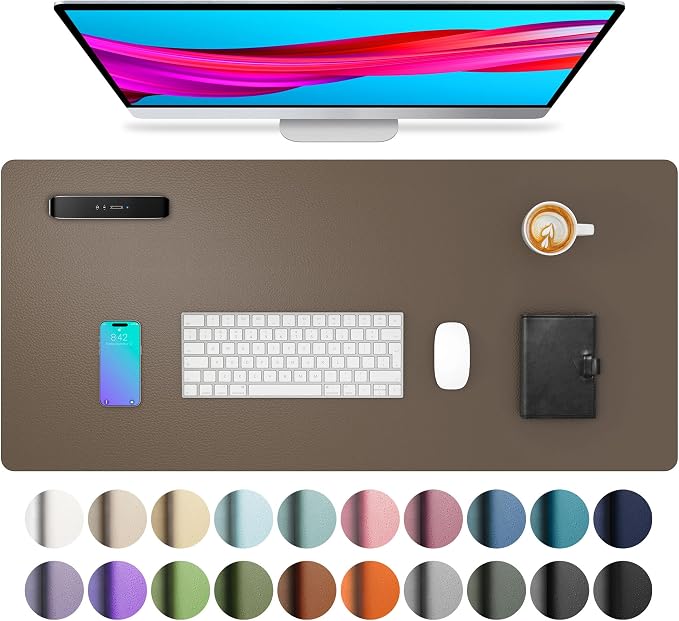 Aothia Leather Desk Pad Protector, Mouse Pad, Office Desk Mat, Non-Slip PU by AothiaSimpleNaturalUnique
