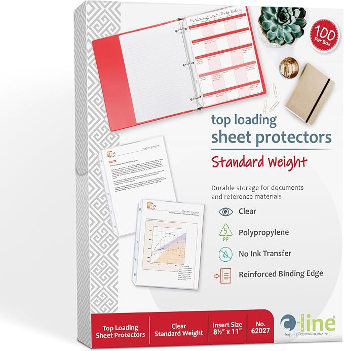 C-Line Top Loading Standard Weight Poly Sheet Protectors, 8.5 x 11 Inches - Image 3