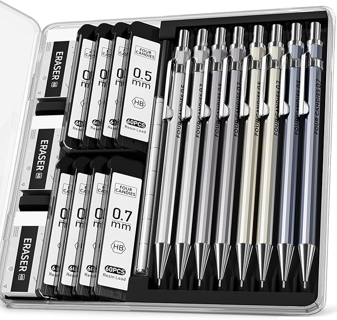 Four Candies 8PCS Metal Mechanical Pencil Set by FourCandies