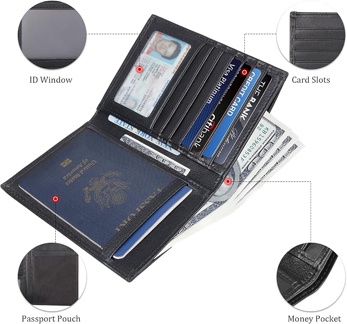 Polare RFID Blocking Napa Leather Passport Holder Travel Wallet - Image 5