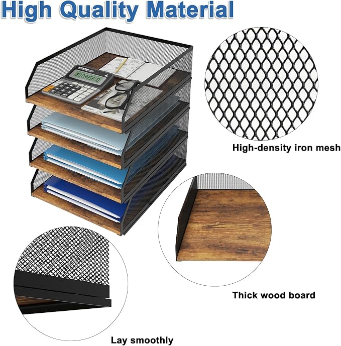 Natwind 4-Tier Stackable Metal Mesh Paper Organizer - Image 5