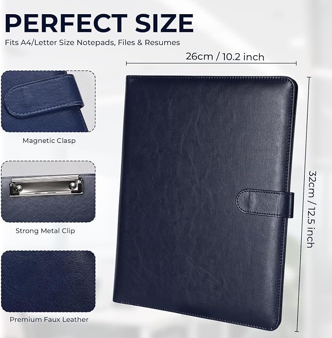 Professional Padfolio with Clipboard, Faux Leather Portfolio Folder Binder - Image 2