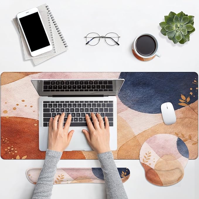 Britimes Abstract Boho Keyboard Mouse Pad Set 4in1 Large Mousepad+Keyboard - Image 7