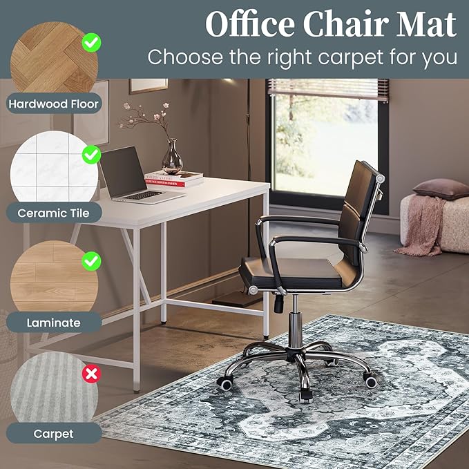 Office Chair Mat for Hardwood Floor&Tile Floor, Under Desk Rug for Rolling - Image 3