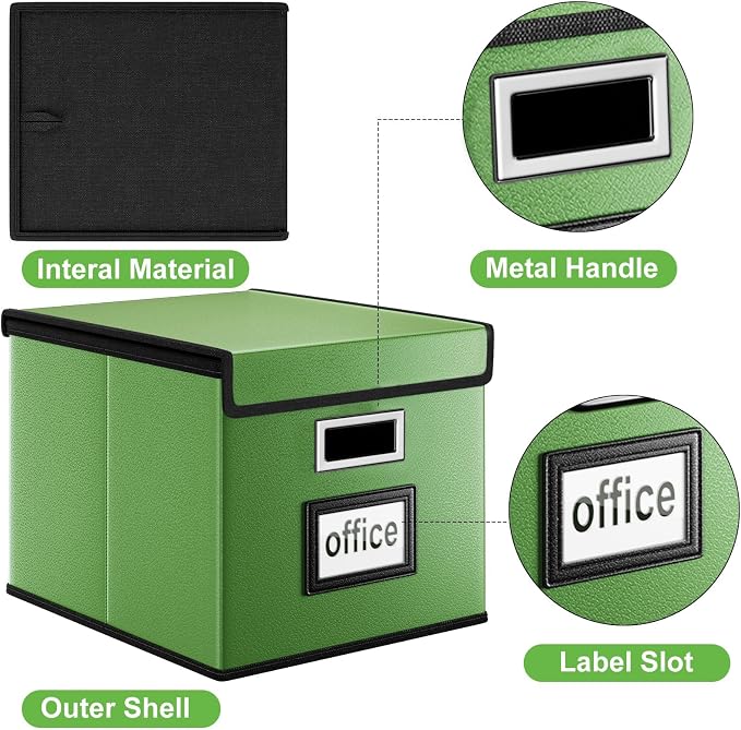 Portable Leather File Organizer Storage Boxes, Collapsible File Folder - Image 5