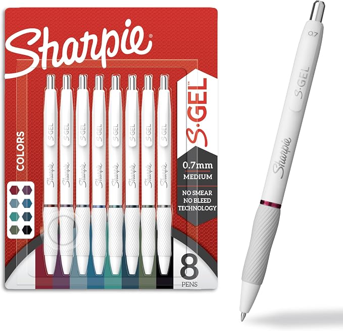 Sharpie S-Gel Pens, Fashion Barrel White Pearl, Medium Point, Bold Ink Colors by Unknown
