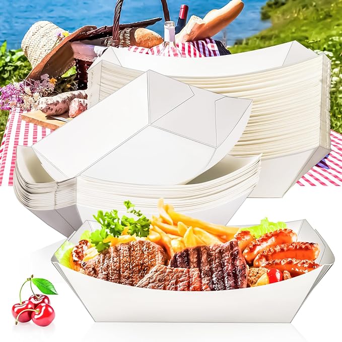 100 Pack 5LB Extra Large Paper Food Boats Trays Disposable Paper Boat, Heavy - Image 7