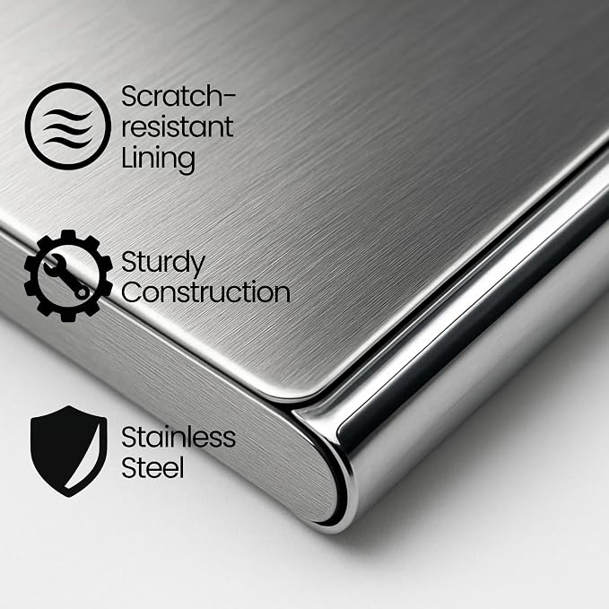 Business Card Holder, for Men and Women, Slim Minimalist Design Case, Stainless - Image 5
