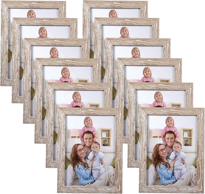Giftgarden 5x7 Picture Frame Distressed Beige White Set of 12 by Giftgarden