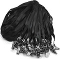 Beebel Black Lanyards 100 Pack Nylon Flat Badge Lanyard Bulldog Clip by Beebel