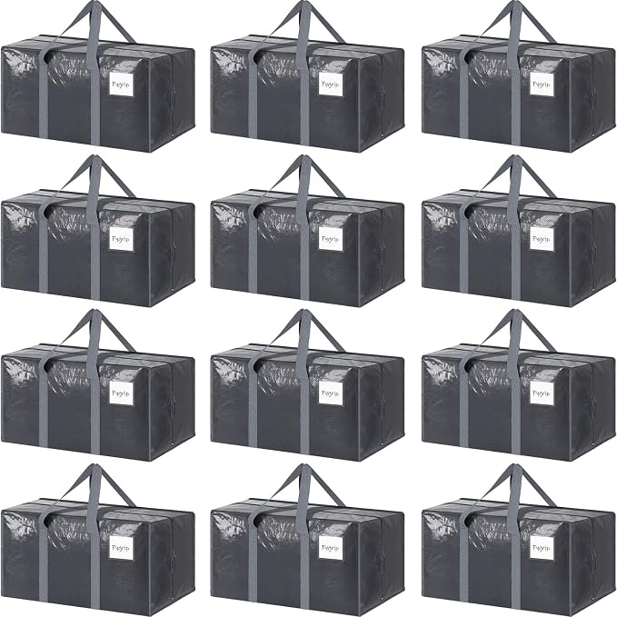 12 Pack Extra Heavy Duty Large Moving Bags by Fygrip