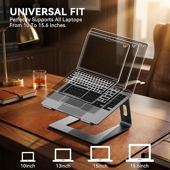 SOUNDANCE Laptop Stand, Aluminum Computer Riser, Ergonomic Laptops Elevator - Image 5