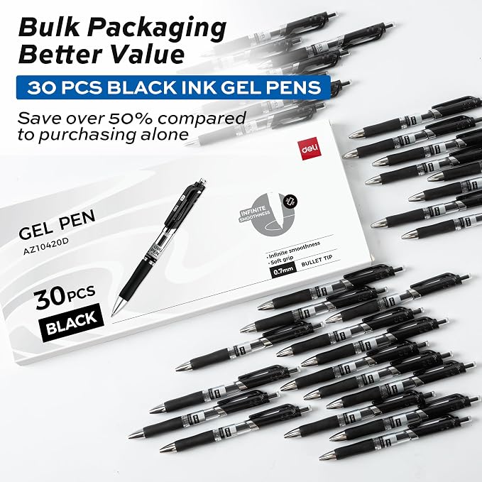 deli Gel Pens, Medium Point Pen Bulk 0.7mm, Smooth Writing, Fast Dry, No Bleed - Image 2