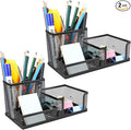2 Pack 3 in 1 Mesh Pen Holder for Desk, 3 Compartments Pencil Holder Desk by Unknown
