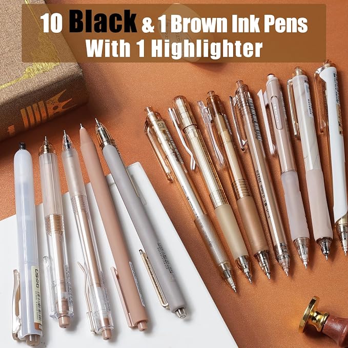 Four Candies Moor Series Gel Pens, Aesthetic Black & Brown Ink Pens - Image 2
