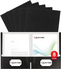 8 Packs Black Two Pocket File Folders, File Folder Letter Size, 8.5x11Inches by OfficeSuppliesDirect