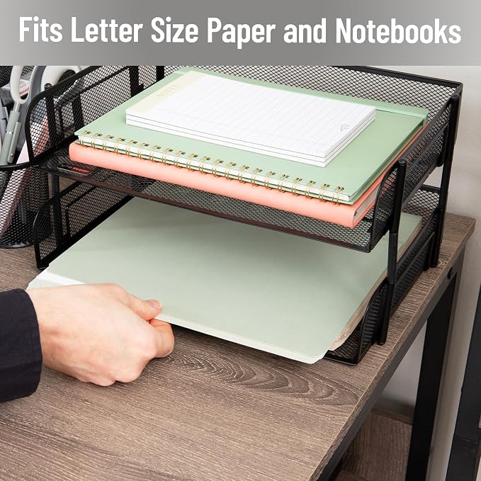 Mind Reader 2-Tier Stackable Paper Tray, Desktop Organizer - Image 6