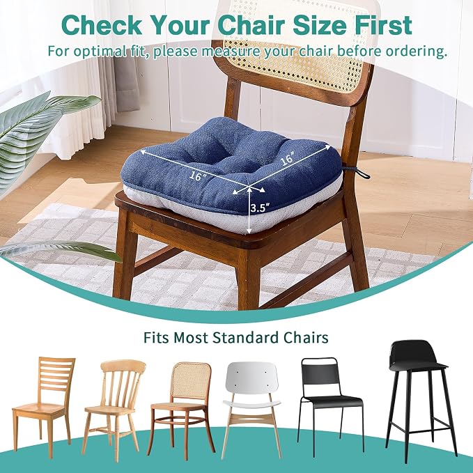 BETU Chair Cushions for Dining Chairs Set of 2, 3.5" Thick Outdoor Indoor Chair - Image 4