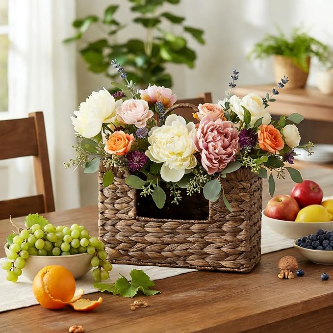 PINXIURY Magazine Holder Wall Basket Water Hyacinth Woven Mail Organizer - Image 6