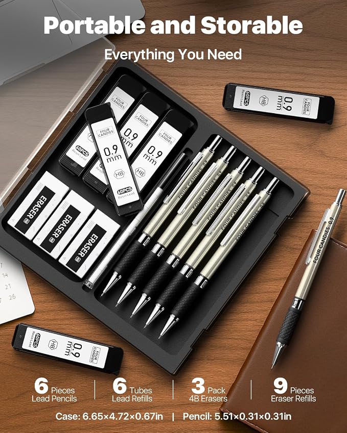 6PCS Metal Mechanical Pencil Set - Image 6