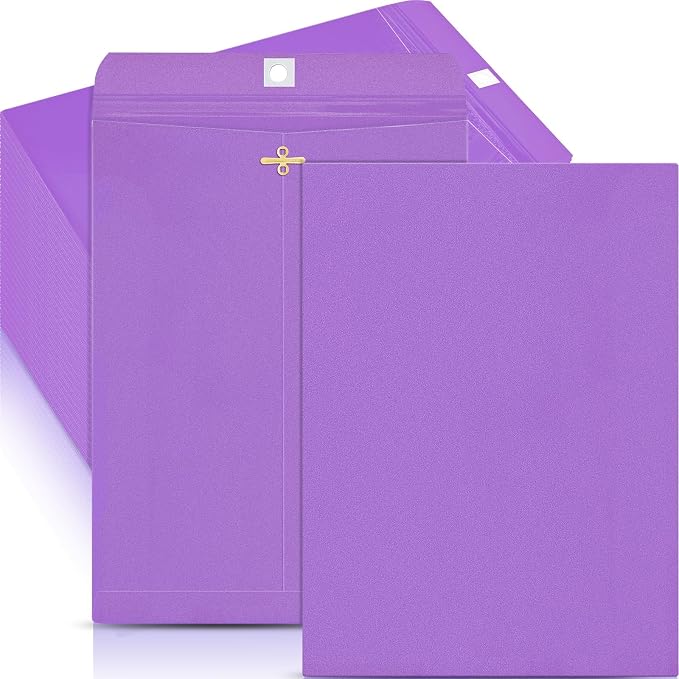 Geyee 100 Pcs Clasp Manilla Envelopes 10 x 13 Inch Gummed Colored Envelopes by Geyee