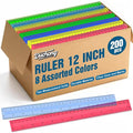 200 Pcs Rulers Bulk, 12 Inch Plastic Assorted Color Clear Rulers by Duchong