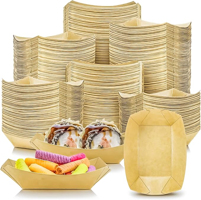 400 Pack 1/4Lb Paper Food Boat Trays Disposable Small Paper Boats Plates by MotBach