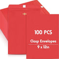 Geyee 100 Pcs Clasp Manilla Envelopes 9 x 12 Inch Gummed Colored Envelopes by Geyee