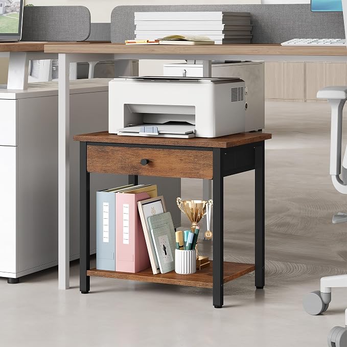 Gewudraw Printer Stand with Storage Drawer, 2-Tier Under Desk Printer Table - Image 3