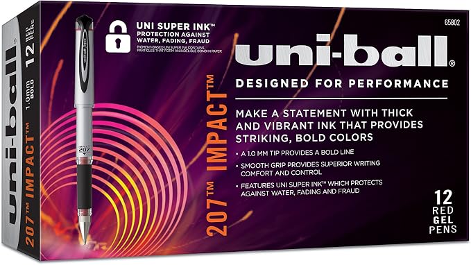 Uni-Ball Signo 207 Impact Gel Pen, 12 Red Pens, 1.0mm Bold Point, Smooth Writing - Image 7