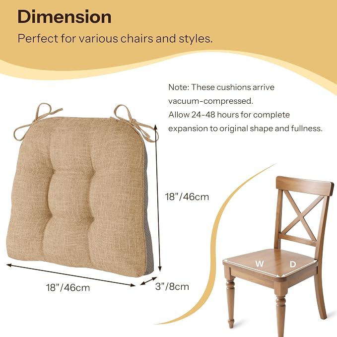 Non Slip Chair Cushions for Dining Chairs Set of 4 Kitchen Chair Cushions - Image 2